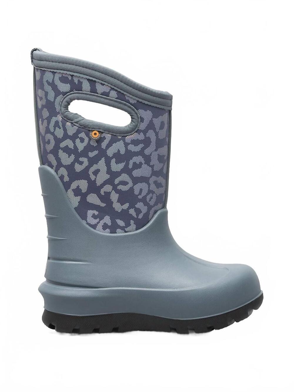 NEW BOGS kids' neo classic metallic leopard boot in misty grey